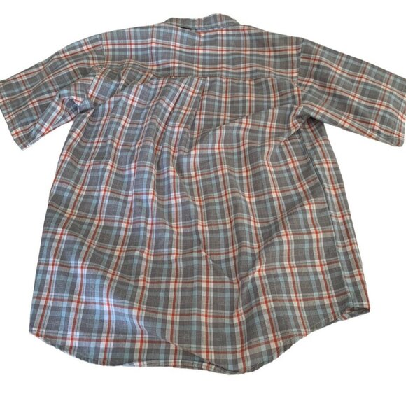 Wrangler PLAID Rugged Wear Mens Short Sleeve Shirt Large Wrinkle Resist Button D - Picture 5 of 6